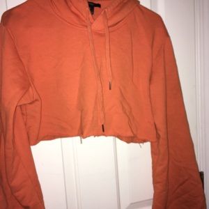 forever 21 orange cropped hoodie bellbottom sleeve
